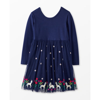 Hanna Andersson - Kids Long Sleeve Tulle Embroidered Skater Dress