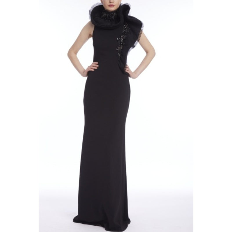 Badgley Mischka - Womens Hi Neck Ruffle