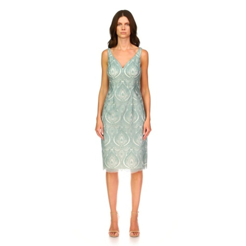 JS Collections - Womens V-Neck Embroidered Dress