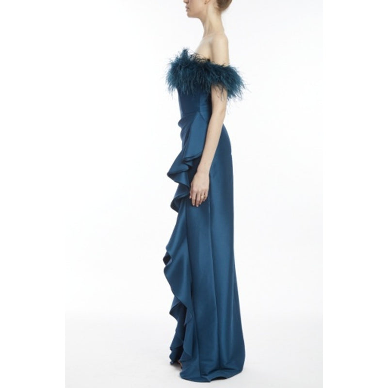 Badgley Mischka - Womens Slvls Skirt Ruffle Gown