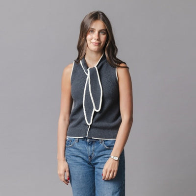 Hope & Henry - Womens Organic Tie-Neck Sweater Tank
