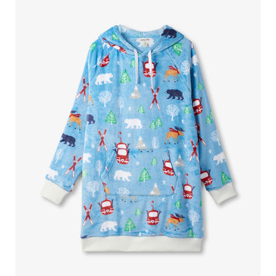 Little Blue House - Unisex Vintage Ski Adult Oversized Fleece Hoodie