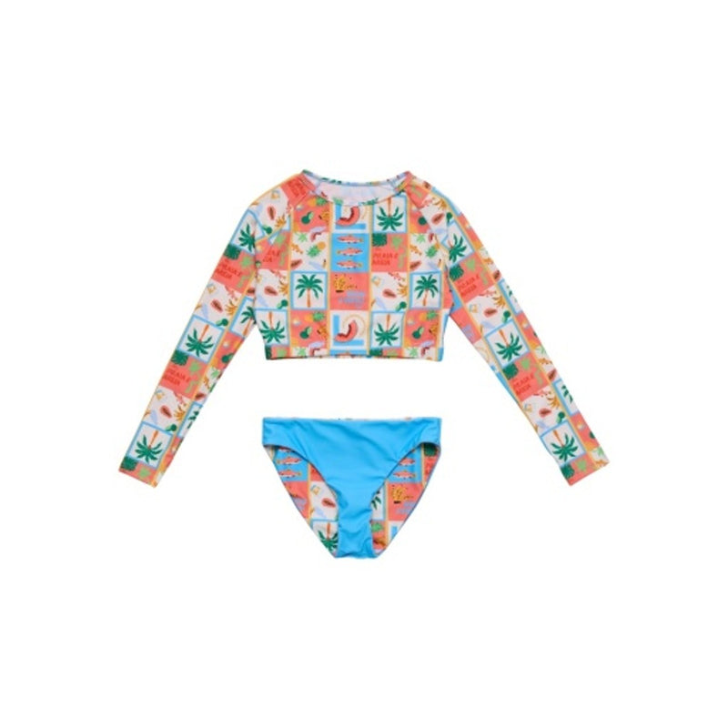 Snapper Rock - Girls Sol Seekers Recycled Crop Long Sleeve Rash Set
