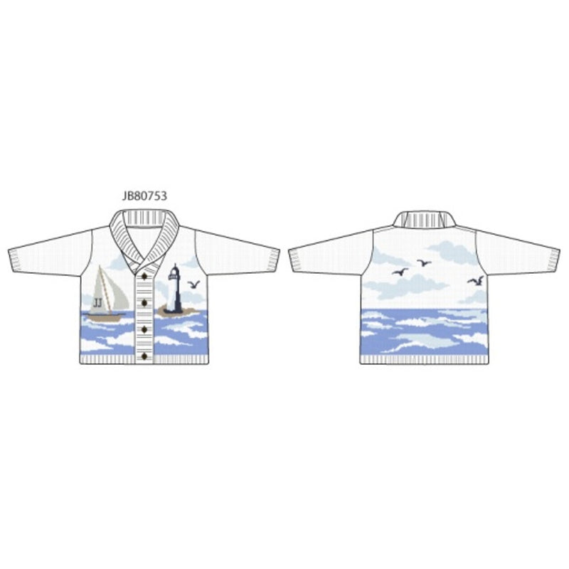 Janie and Jack - Boys S Scenic Sailboat Shawl Cardigan E2