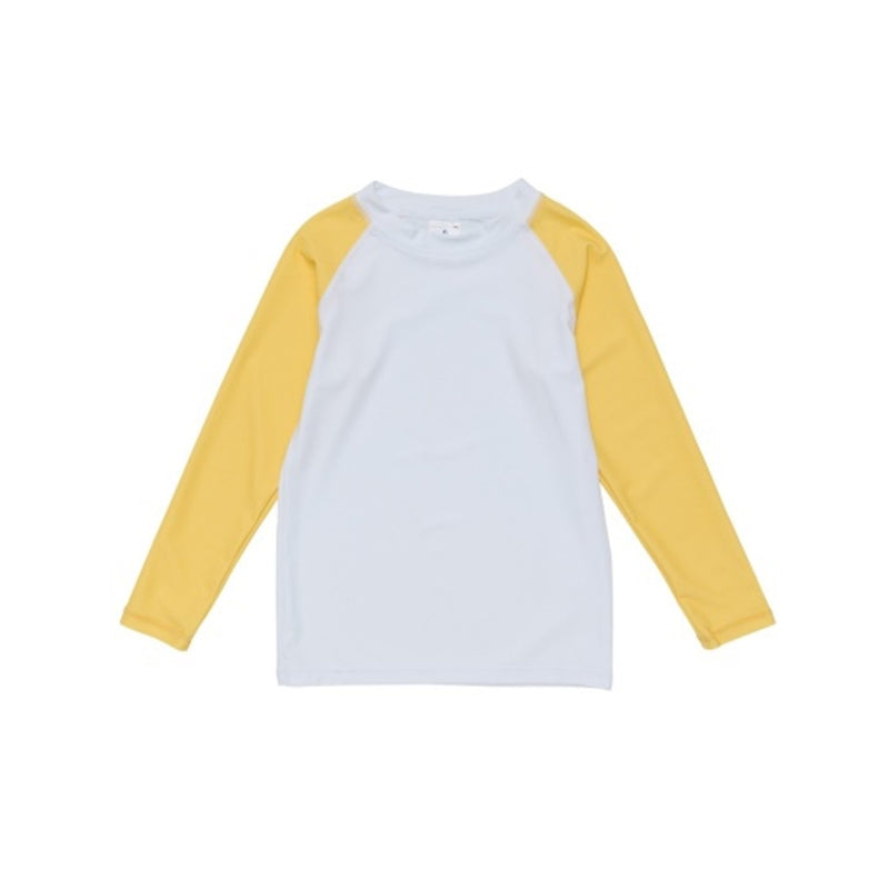 Snapper Rock - Boys White Yellow Sleeve Sustainable Long Sleeve Rash Top