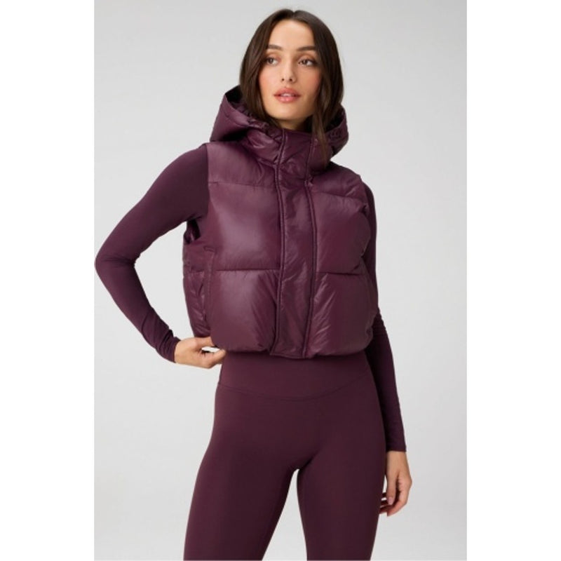 Fabletics - Womens Essential Shine Cropped Hooded Puffer Vest