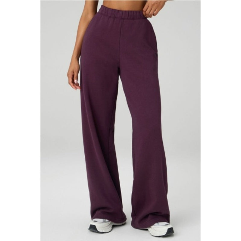 Fabletics - Womens Cozy Fleece Wide Leg Sweatpant - Oxblood